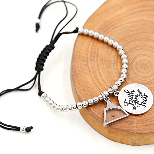 Image of Uloveido Copper Brass Beads Ball Bracelet Adjustable Braided Rope Bracelet with Mustard Seed Charm