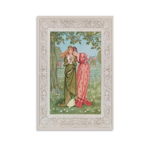 Valentine (1876) Chromolithograph Art by Kate Greenaway�C���e���A�f�U�C���A�A�[�g�v�����g�̑����A�����̐V�����Ƃ̑��蕨�̂��߂̔������|�X�^�[08x12inch(20x30cm) Unframe-sty