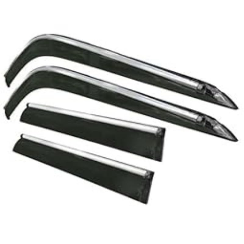 Image of CAR SAAZ Side Door Visors for Exter (2023-Present) (Set of 4Pcs)|Chrome Lined Rain Guards, Smoke Finish, Polycarbonate Wind Deflector