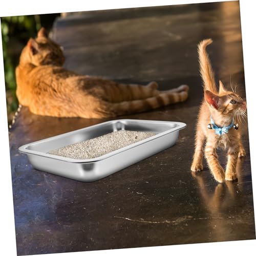 GANAZONO Caixa De Aço Inoxidável Caixa De Areia Para Gatos Gatinho Banheiro Limpo Maca Para Gatinhos