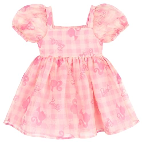 Barbie Toddler Girls Printed Organza Flare Gown Pink 4T