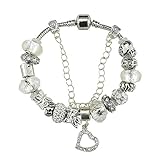 Fit Pandora Charm Love Bracelet Infinity Love Clear April Birthstone Gifts for Her 7.1 Inch Very Small and Small Popular Size for Girls Jewelry