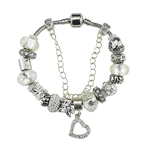 Fit Pandora Charm Love Bracelet Infinity Love Clear April Birthstone Gifts for Her 7.1 Inch Very Small and Small Popular Size for Girls Jewelry