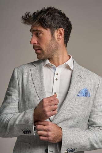 Men’s and Boys Gray Linen Blend Twill Textured Blazer, Classic Father-Son Matching Outfits2