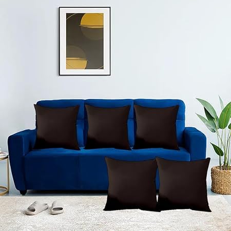 Image of Premium Polyester Fiber Cushion Fillers - Pack of 5 Pcs | 22 x 22 Inches | Chocolate| Cushions, Sofa Pillow, Cushion for Sofa, Cushion for Bed, Decorative Pillow, Pillow for Support