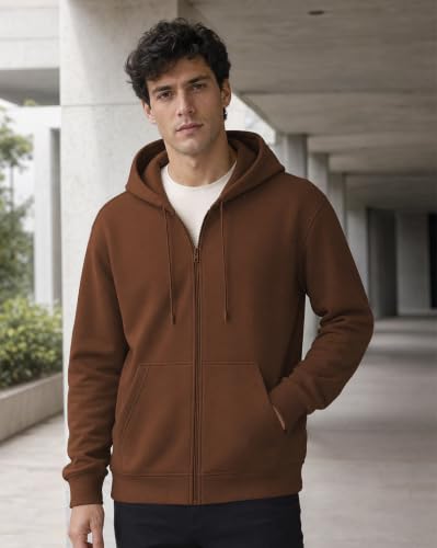 Image of Nobero Classic Zipper Hoodie for Men | Zip Up Hoodies for Men | Regular Fit | Full Zip Closure | Drawstring Hood | Zipped Hooded Sweatshirt | Cotton Rich Zipper Fleece Hoodie
