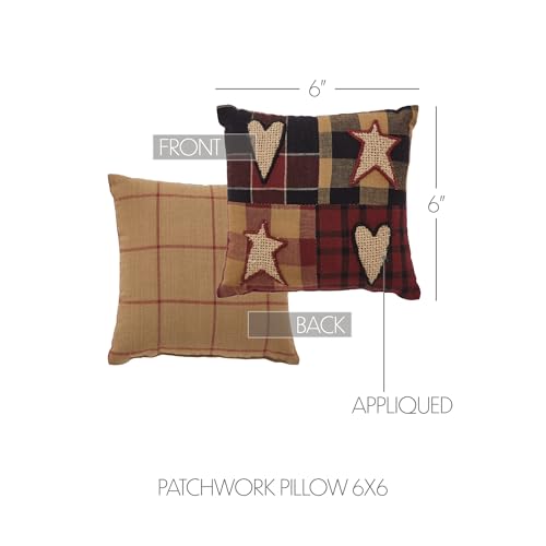 VHC-Brands-Connell-Patchwork-Pillow-6×6-Cotton-Pillow-With-Polyester-Pillow-Fill-Decorative-Throw-Pillow-Connell-Collection-Square-6×6-Burgundy VHC Brands Connell Patchwork Pillow 6×6 Cotton Pillow With Polyester Pillow Fill Decorative Throw Pillow Connell Collection Square 6×6 Burgundy