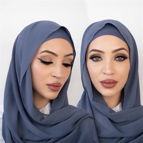 Muslim Chiffon Shawl Hijab with Matching Undercap Neck Full Cover Hijab Underscarf Wrap Scarves Turban2