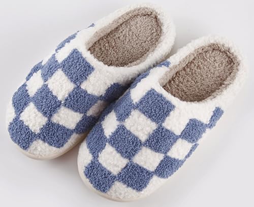 Plaid Print Slippers for Women Fuzzy Slippers Casual House Shoes Womens Slippers Indoor Warm Plush Bedroom Shoes2