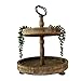 DECORIO Farmhouse Distressed Two Tier Brown Decorative Tray - Wood Tiered Tray Stand - Two Tier Tray Easter Tiered Tray Decor - Two Tiered Tray - 2 Tier Wooden Tray 2 Tier Serving Tray 17