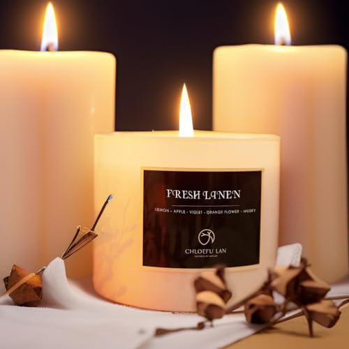 Chloefu Lan Fresh Linen Candles Laundry Candles Non-Toxic Air Freshening Scented Candles Decorative Candles Pet Odor Eliminator For Home Luxury Scented Soy Jar Candle For Bathroom Decor 7.1 Oz 2 Pack thumb #2