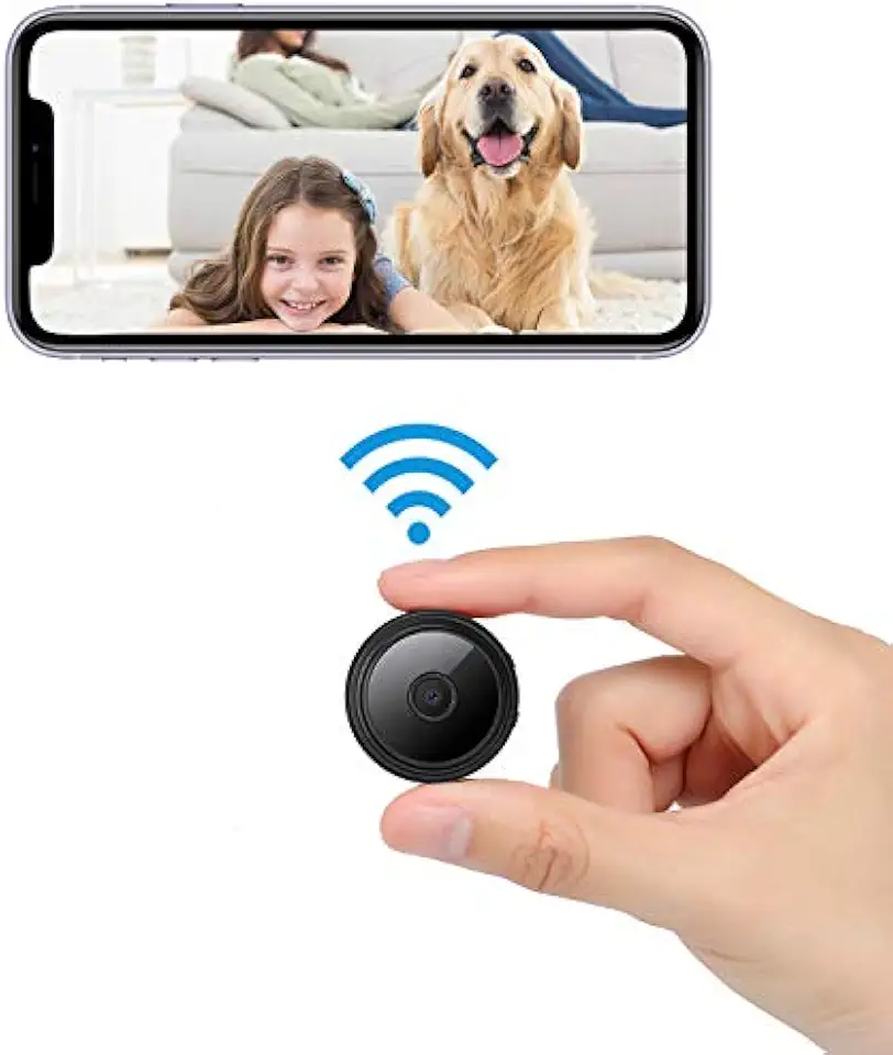 Mini câmera de segurança sem fio com visualização multiusuário, preta, câmera espiã WiFi portátil, monitoramento remoto, controle de aplicativo móvel, conexão de 2,4 GHz