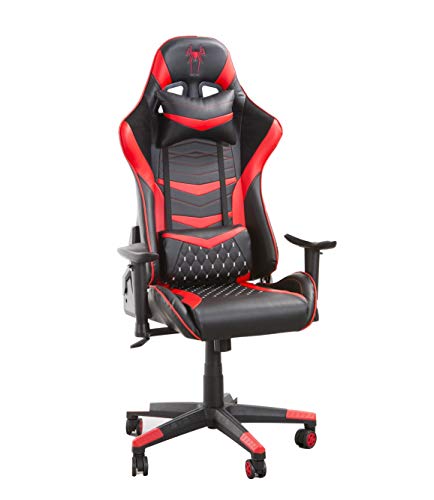 Home Heavenly®- Silla Gaming Boss. Silla Gamer para Escritorio. Silla Gaming ergonómica, giratoria. Reposabrazos 4D Ajustables. Respaldo Reclinable. (Rojo-Negro) Cover