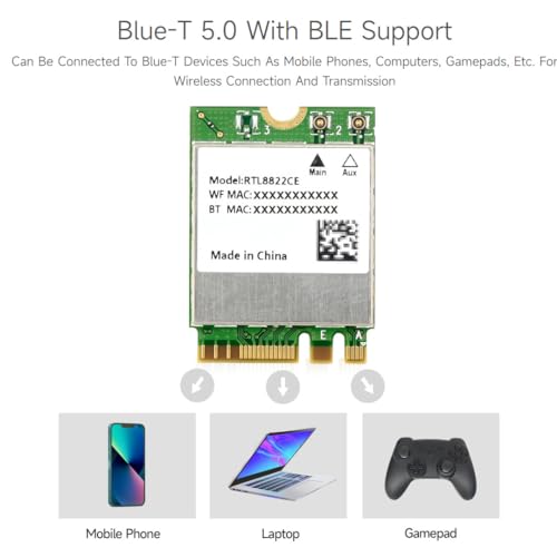 Waveshare RTL8822CE Wireless NIC, WiFi 5 Doble Banda 2.4G/5GHz, Bluetooth 5.0, Compatible con Linux y Windows 10/11 miniatura 7
