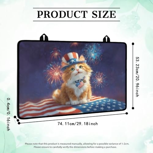 Image of Poceacles Stove Top Cover for Ceramic Glass Stove Cover America 250th Anniversary Decor Oven Cooktop Mat Protector for 4th of July, Cartoon Cat American Flag Fireworks Print