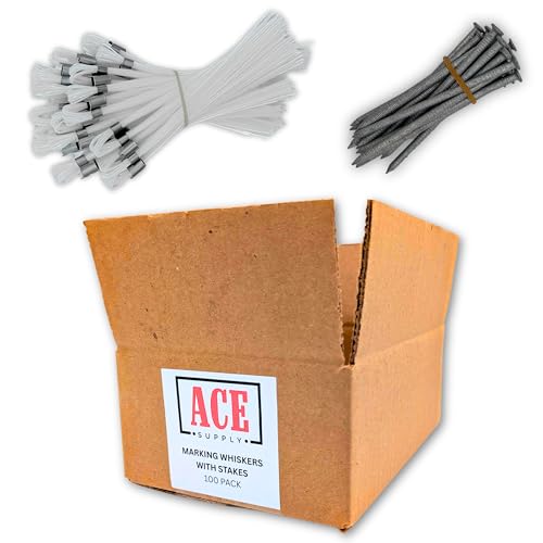 White Marking Whiskers With Stakes - 100 Pack - Durable Marking Whisker Set - Use Survey Whiskers As Ground Markers, Construction Markers, Or Trail Markers