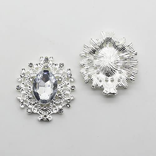 Nicey Bouton ovale en alliage argenté à fond plat pour décoration de bijoux de mariage