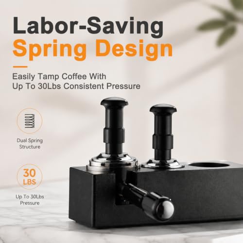 Image of Supvox Stainless Steel Coffee Tamper Dual Spring Ergonomic for Espresso | 90 Horizontal Support Structure, Threaded Stable Base, Even Pressure Distribution for Uniform Coffee Powder Tamping