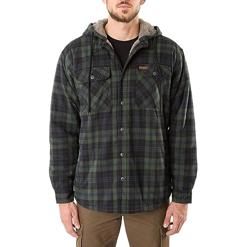 Image of Smith's Workwear Men's Sherpa-Lined Hooded Flannel Shirt-Jacket