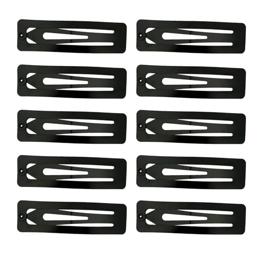 Snap Hair Clips for Styling, Metal Non-Slip Barrettes for Women and Girls, Black Hair Accessories 10-Pack - SZTTY(Rectangle)