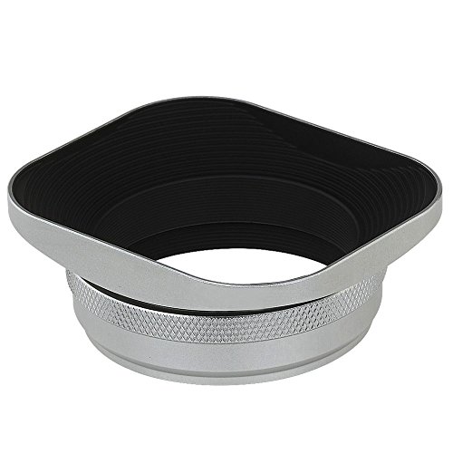 Haoge LH-EW3 Square Metal Lens Hood Shade with 49mm Adapter Ring for Fuji Fujifilm FinePix X100 X100S X100T X100F X70 X100V Camera Silver Replaces Fujifilm LH-X100 AR-X100 LH-X70