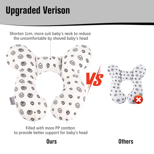 Image of KAKIBLIN Baby Neck Pillow, Baby Head Pillow, Upgraded Travel Support Pillow for Carseat, Neck Support for Car Seat, Stroller, Pushchair (Snail)