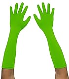 Seeksmile Adult Spandex Elbow Length Costume Gloves (Free Size, Lime Green)