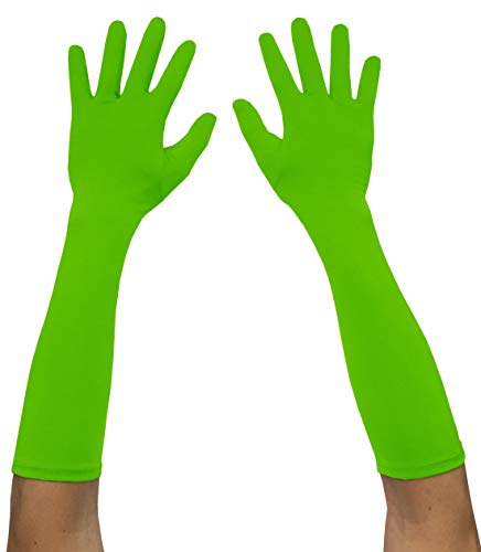 Seeksmile Adult Spandex Elbow Length Costume Gloves (Free Size Lime Green)