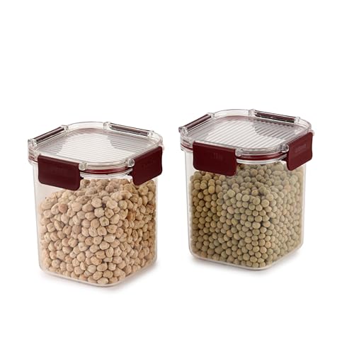 Image of CELLO Stacklock Square Pet Storage Jar for Kitchen Set of 2 Pieces, 900 ml Brown | Freezer & Fridge Safe, Airtight Stackable Pet Kitchen Storage Box Jar Container Set for Beans, Whole Grains, Spices
