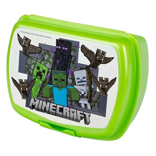 ms móvil shop Sandwichera Infantil Rectangular MINECRAFT Libre de BPA Fiambrera | Producto Oficial