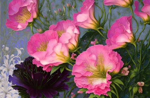 Toile fleur rose Meechi 50x70 cm tableau plante pour mur vide