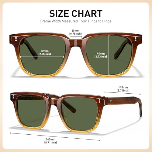 Image of AVAWAY Polarized Sunglasses for Men UV Protection, Square Acetate Frame Outdoor Driving Sun Glasses
