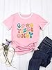 Dresswel Women Good Vibes T-Shirt Flower Graphic Print Tee Shirts Summer Tops(Light Pink,XL) #1