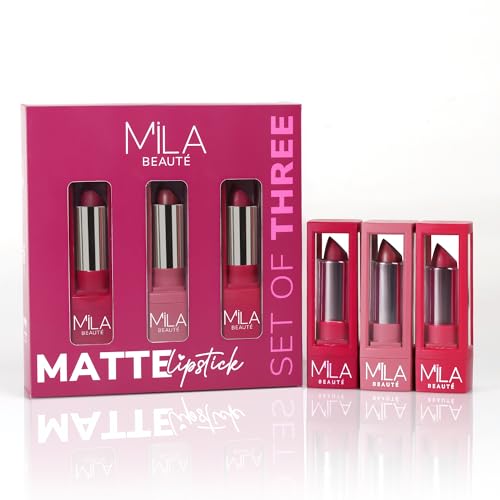 Mila Beaute Matte Set of 3 Lipstick for Women I Long Lasting & Lightweight I Rich Pigment I Glides Smoothly I Mauves & Pinks