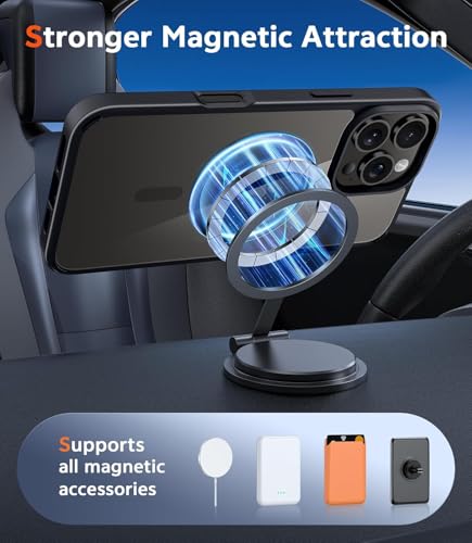 Image of NISHTECH for iPhone 16 Pro Max Case: Clear Magnetic Slim Fit Case Compatible with Magsafe Rugged Protective Transparent Cover (Black Magnetic)