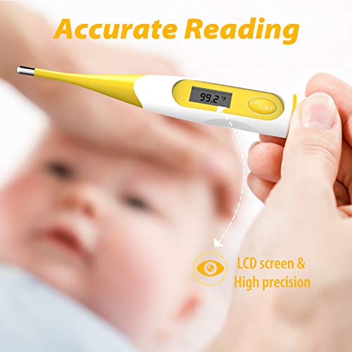 Oral Thermometer for Adults, Digital Thermometer for Fever (Yellow)