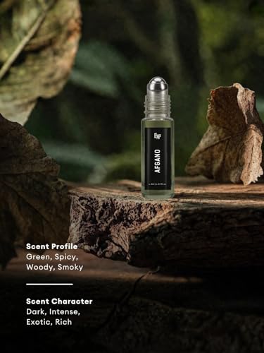 Image of EM5 Set of 4 Pure Perfume Oil (Attar) Roll-On Masculine Set - FDA Approved, Skin Safe, IFRA Compliant | Alcohol Free & Travel Friendly | Nomade, Woody Oud, Omb Leather & Afgano | Strong & Long Lasting Roll On Perfume | Luxury Gift For Men | 3ml x 4