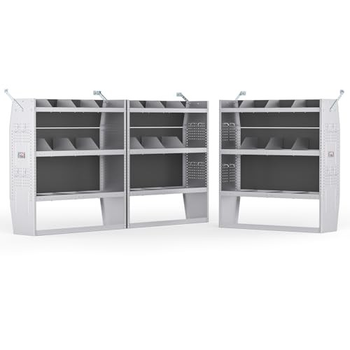 AA Products Inc. SH-4604(3) Steel Low/Mid/High Roof Van Shelving Storage System Fits Econoline, Transit, GM, NV, Promaster, Sprinter and Metris, Set of 3 Van Shelving Units 42" W x 46" H x 13" D