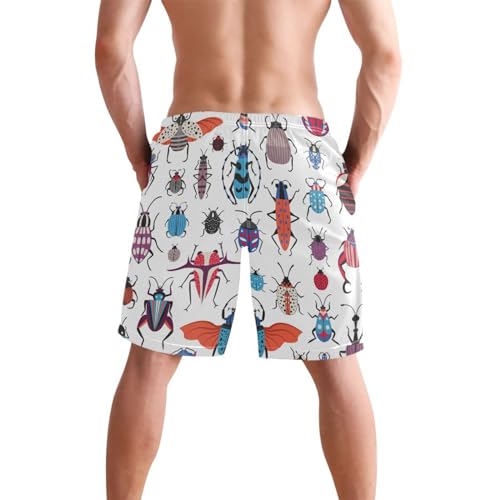 Bug Species Men's Boy's Novelty Beach Shorts Exotic Beetles Swim Trunks Summer Quick Dry Bathing Suits S3
