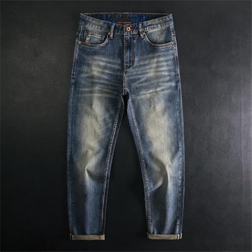 Men's Classic Retro Jeans Stretch Slim Fit Small Straight Tube Casual Versatile Pants2
