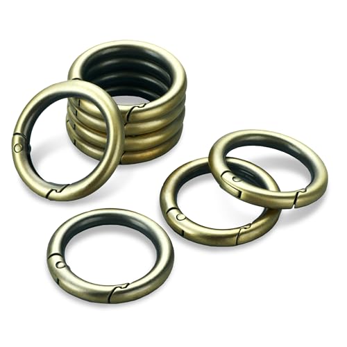 Image of Gkeygo Key Ring Clip, 1 Inch Keychain Rings, 8 Pack Round Carabiner Clip for Keys, Buckle, Bags, Purses - Key Chain Hooks Replacement Keychains Lanyard DIY Crafts, Bronze