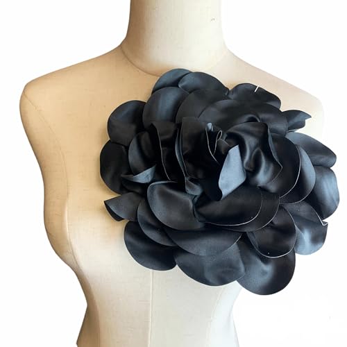 Image of Heyiwell Large Satin Fabric flower for Brooch Pin Wedding Party Dance Dress Suit Clothes Head Hair Accessories DIY Decor 9.45 inchInch