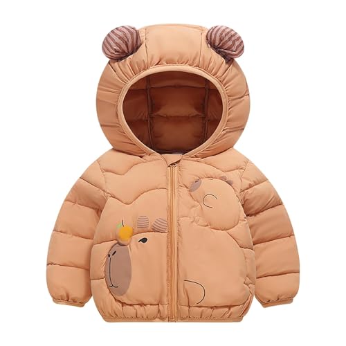 Toddler Cute Bear Ear Hooded Puffer Jacket Girls Boys Zip Up Quilted Long Sleeve Padded Down Winter Coat for 2-7 Years