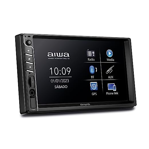 Car Áudio Central Multimídia, AIWA, Tela 7" HD, Bluetooth, Espelhamento, Touch, Rádio FM - AWS-CA-DD-01 CAR AUDIO 2DIN AWS-CA-DD-01 BIVOLT