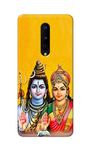 Image of PRINTFIDAA Lord Shiva Parvati Yellow Background Printed Designer Hard Back Case Cover for OnePlus 8 (6.55 inch) -(UO) MVN1008