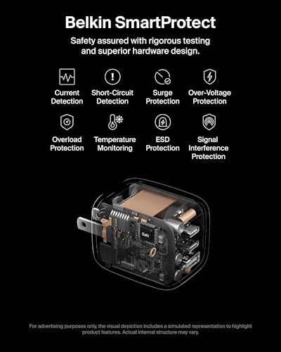 Image of Belkin 3-Port USB C Charger Block 70W, Multi-Port GaN Wall Charger w / 2X USB C Ports & 1x USB A Port, Fast Charging for MacBook, iPhone 17, iPad Pro, Samsung Galaxy S26, Google Pixel 10, & More