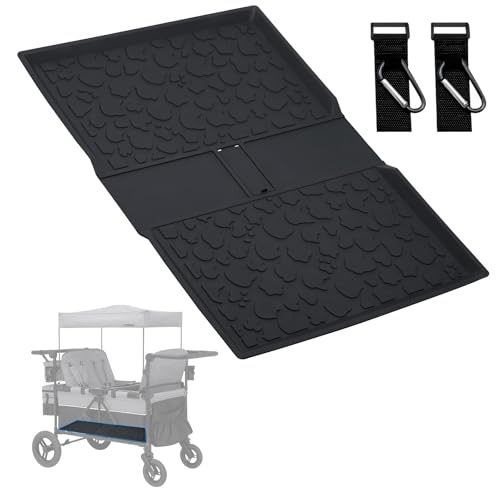 Image of All Weather Mat for Wrangler Deluxe 4 Seater Stroller Wagon,Myvikcar Insert Floor Protect Pad 31.5x22'' (Black)