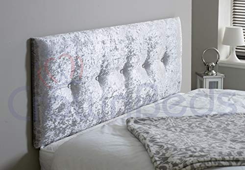 A New City Crushed Velvet Headboards Available In 2ft6,3ft,4ft,4ft6,5ft,6ft (Silver, 4ft (small double))
