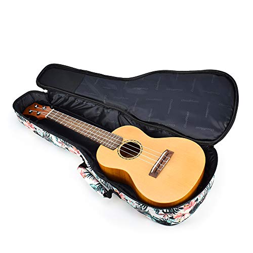 Cloudmusic Floral Ukulele Case Hawaiian Hibiscus And Palm Ukulele Backpack With Black Strap Ukulele Gig Bag (Soprano, Hawaii Hibiscus And Palm) #TOP7
