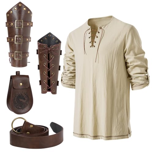 WooHand Men's Renaissance Costume Shirt and Accessories Set, Size XXL by WooHand - Used condition - US$18.39